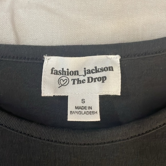 The Drop Women's Black Combined Fabric Pleated Puff-Sleeve Top sz S - Picture 8 of 9